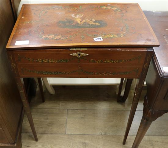An Edwardian painted satinwood work table W.57cm